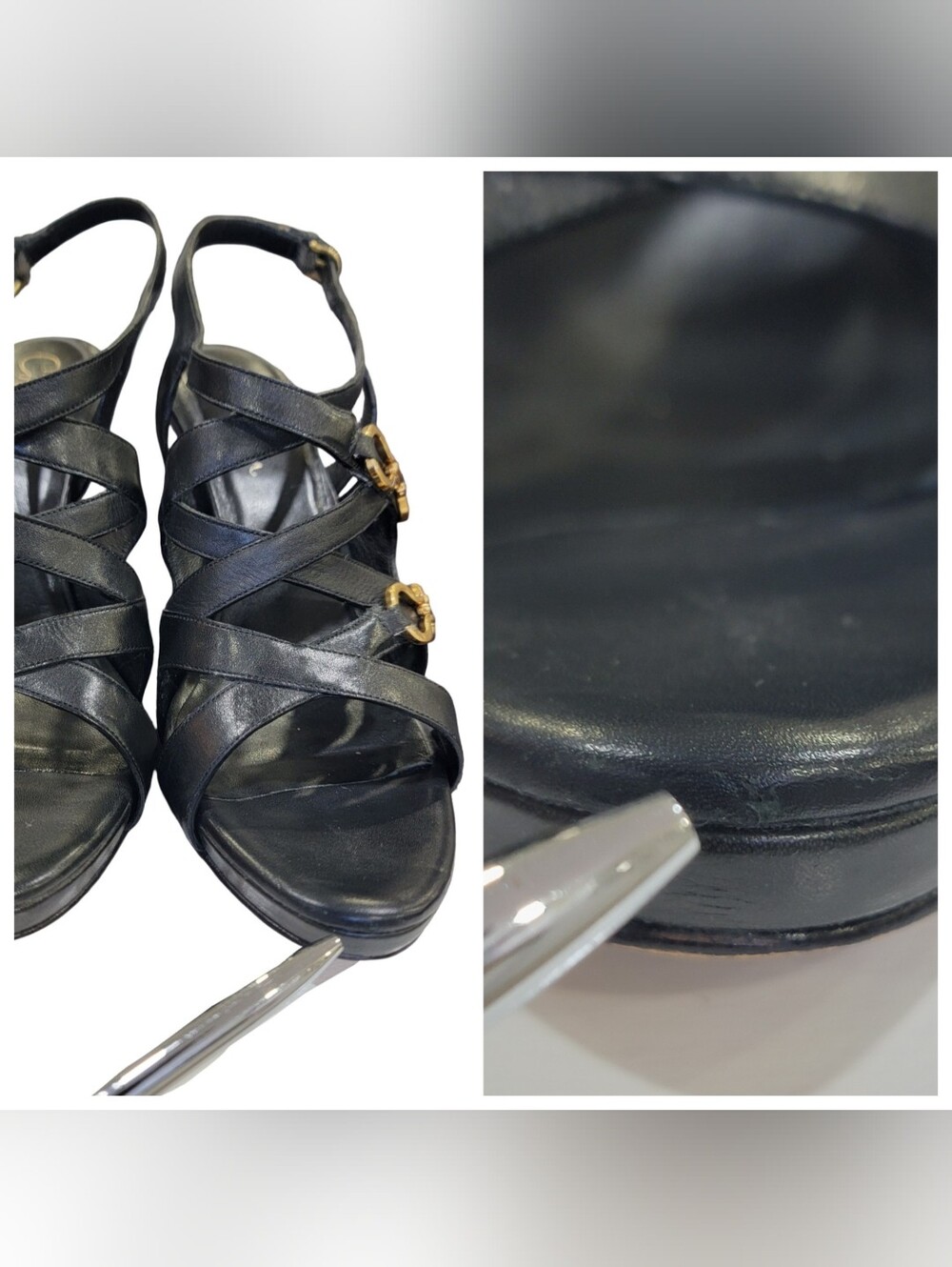 Cole Haan x Nike Air Black Leather Horsebit Slingback Heels Stiletto Women’s 8B - Picture 14 of 17
